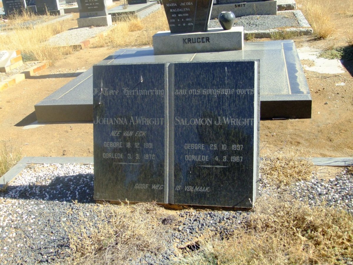 WRIGHT Salomon 1897-1967 &amp; Johanna A. VAN ECK 1901-1972