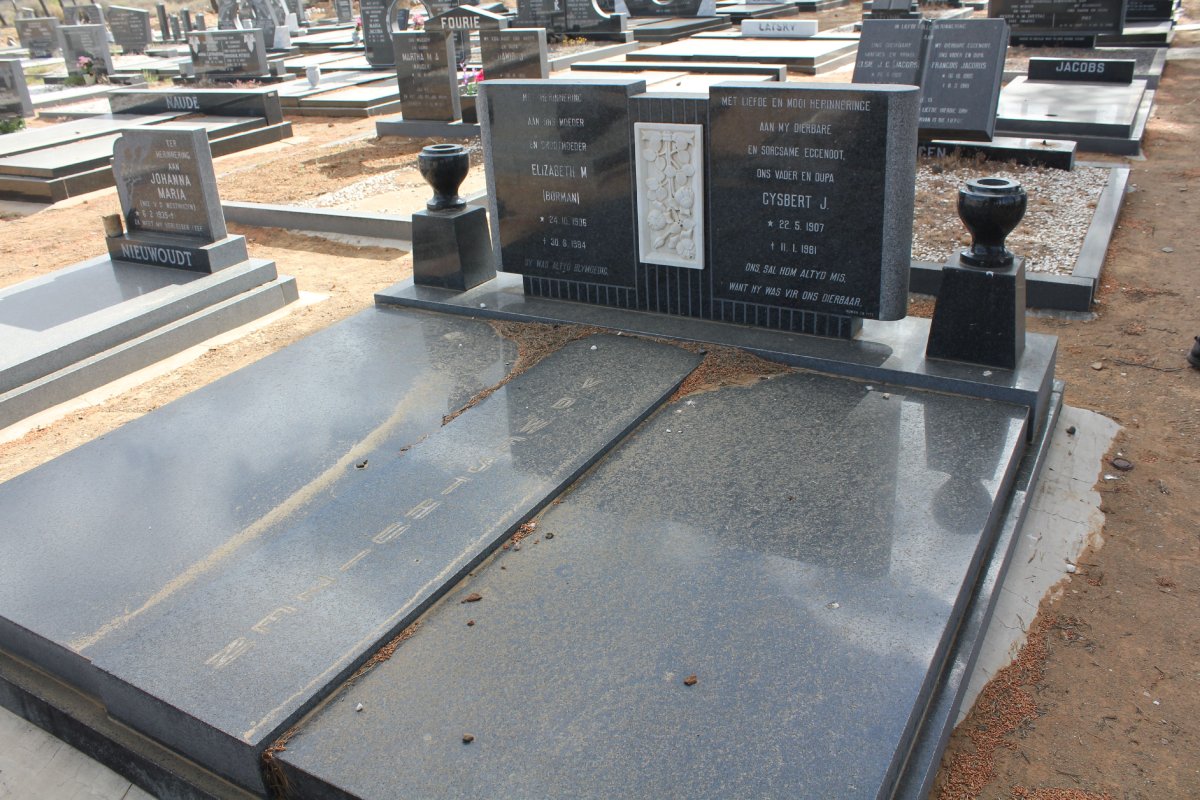 WESTHUIZEN Gysbert J., v.d. 1907-1981 &amp; Elizabeth M. BORMAN 1906-1984