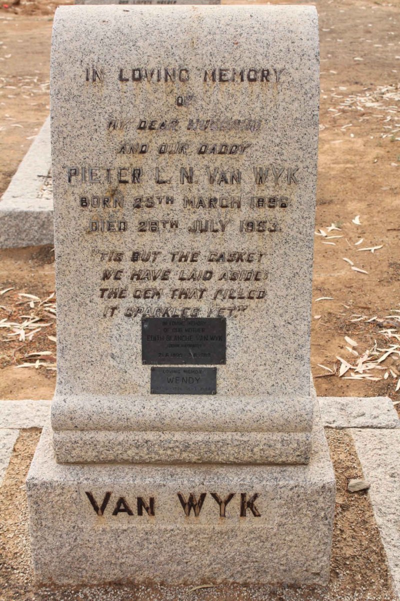WYK Pieter L.N., van 1896-1953 &amp; Edith Blanche HAYWOOD 1899-1989 :: VAN WYK Wendy 1926-1984