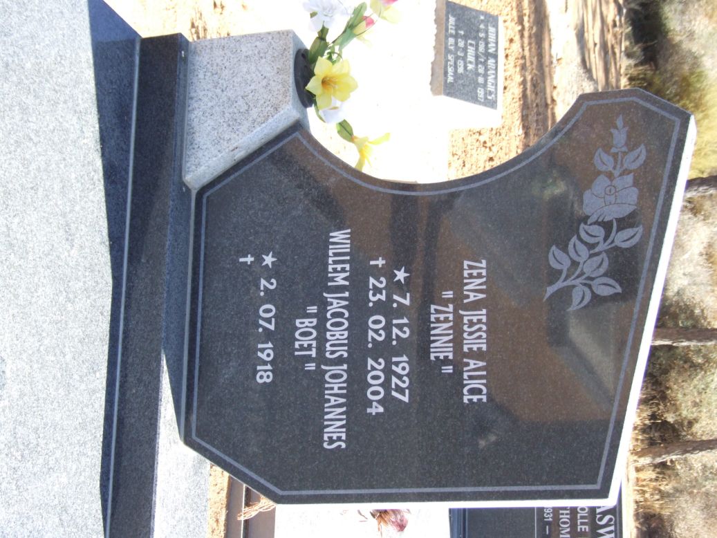 ? Willem Jacobus Johannes 1918- &amp; Zena Jessie Alice 1927-2004