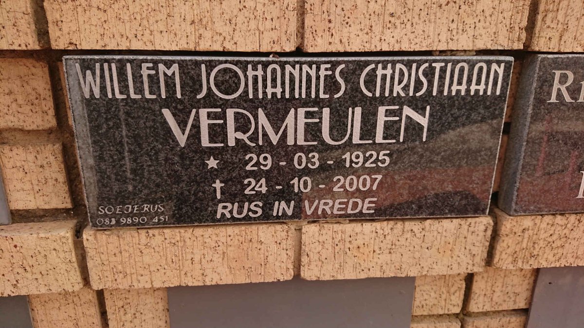 VERMEULEN Willem Johannes Christiaan 1925-2007