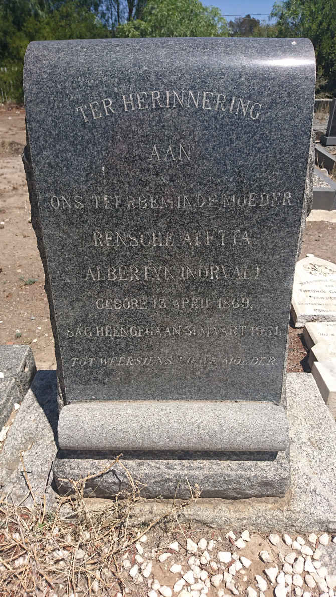 ALBERTYN Rensche Aletta nee NORVAL 1869-1951