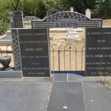 ALBERTYN Norman Henry 1884-1968 &amp; Aletta Johanna LE ROUX 1896-1979