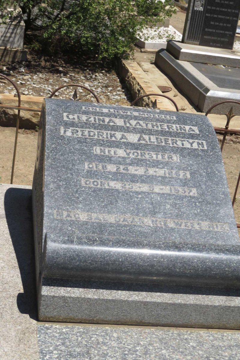 ALBERTYN Frederick Jacobus 1859-19?4 &amp; Gezina Katherina Fredrika VORSTER 1862-1937