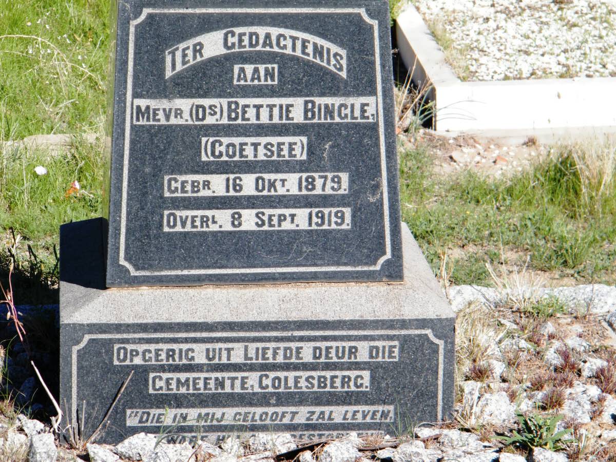 BINGLE Bettie nee COETSEE 1879-1919