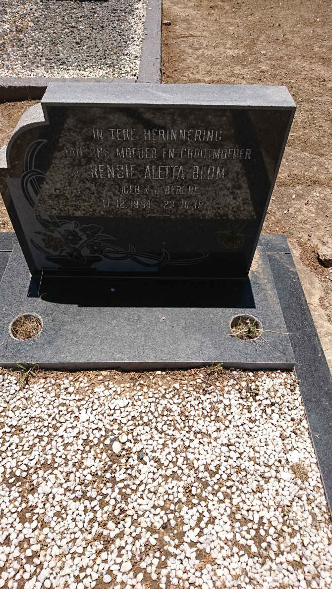 BLOM Rensie Aletta nee V.D. BERGH 1894-1971