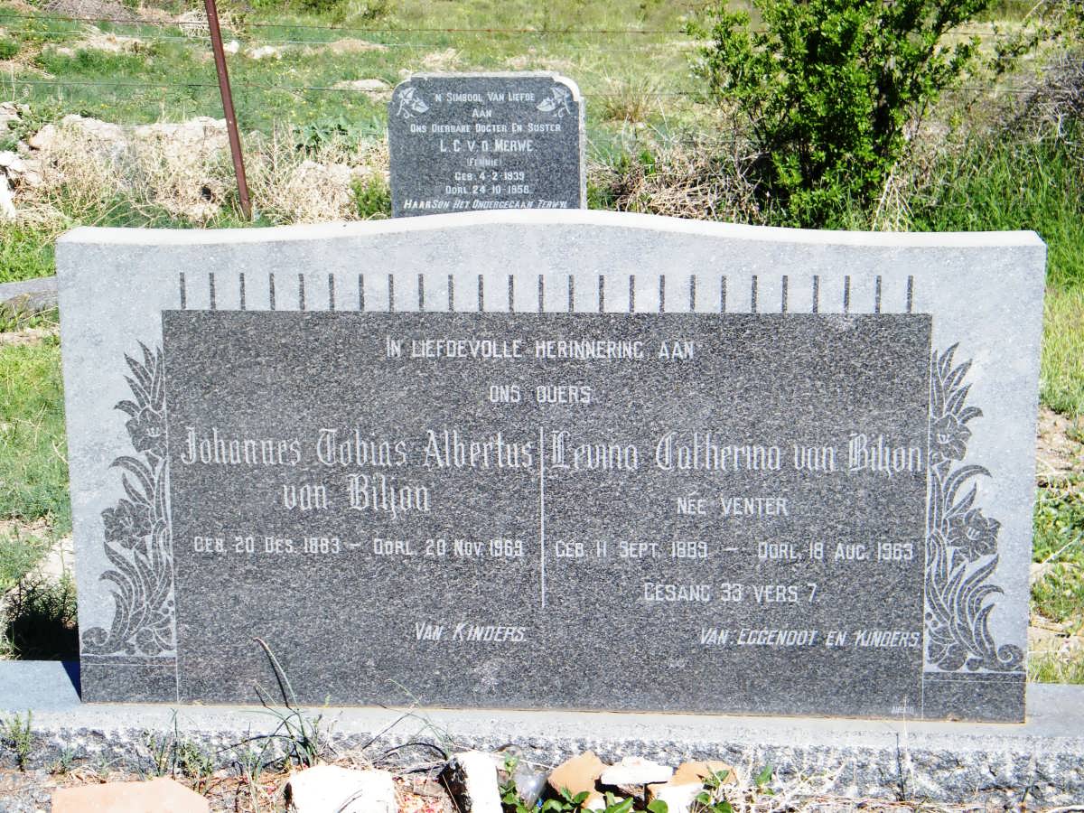 BILJON Johannes Tobias Albertus, van 1883-1969 &amp; Levina Catherina VENTER 1889-1963