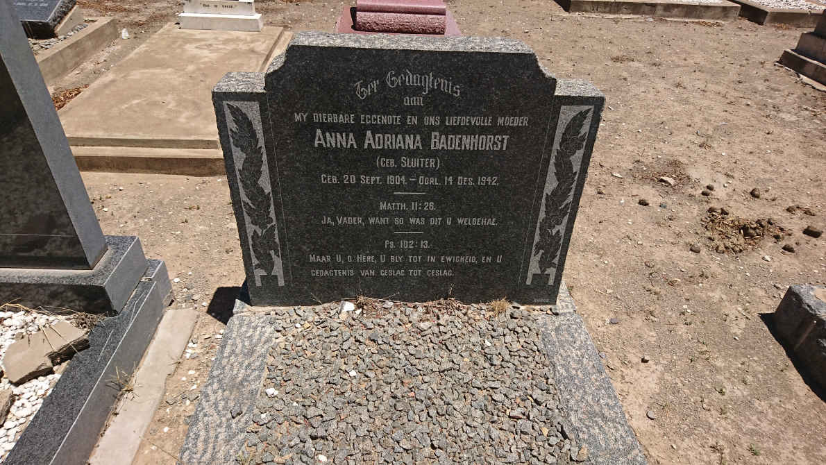 BADENHORST Anna Adriana nee SLUITER 1904-1942
