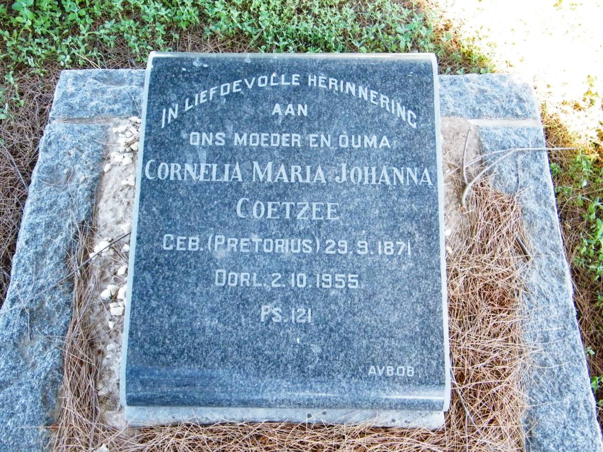 COETZEE Cornelia Maria Johanna nee PRETORIUS 1871-1955