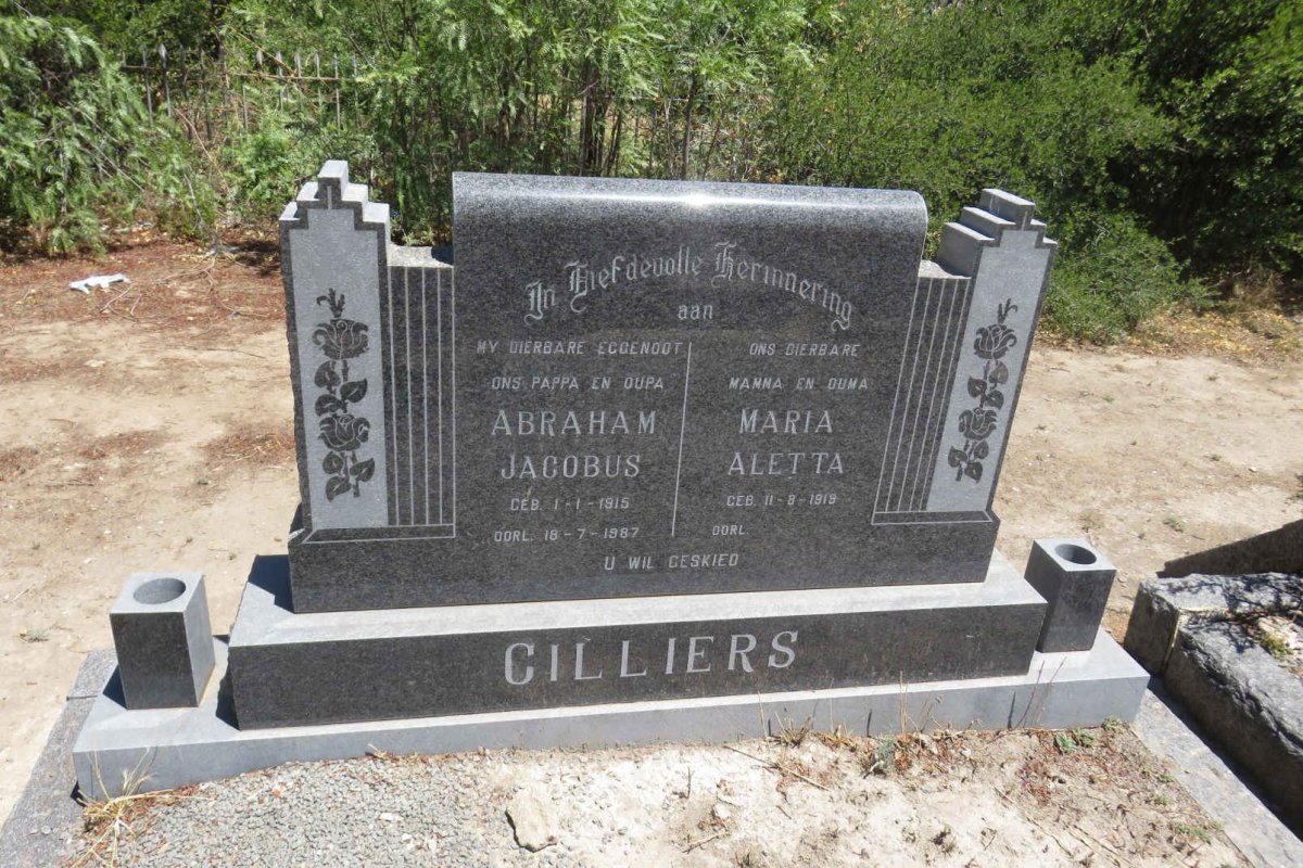 CILLIERS Abraham Jacobus 1915-1987 &amp; Maria Aletta 1919-