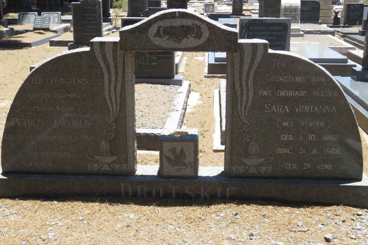 DROTSKIE Petrus Jacobus 1890-1962 &amp; Sara Johanna VENTER 1892-1968