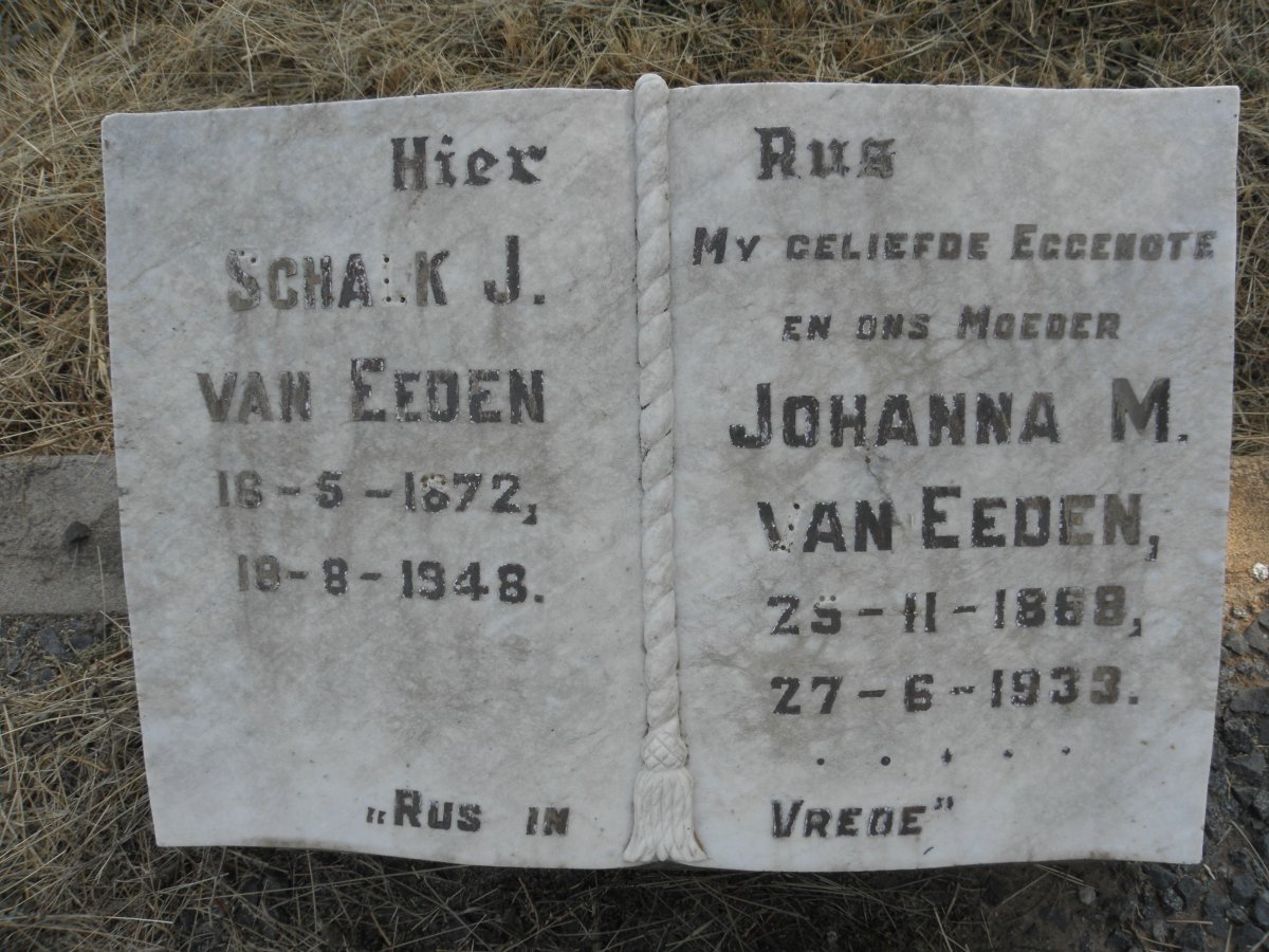 EEDEN Schalk J., van 1872-1948 &amp; Johanna M. 1868-1933