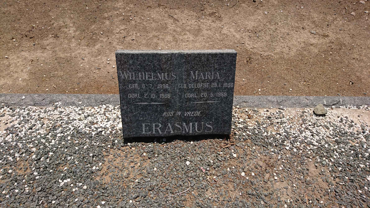ERASMUS Wilhelmus 1896-1966 &amp; Maria OELOFSE 1896-1968