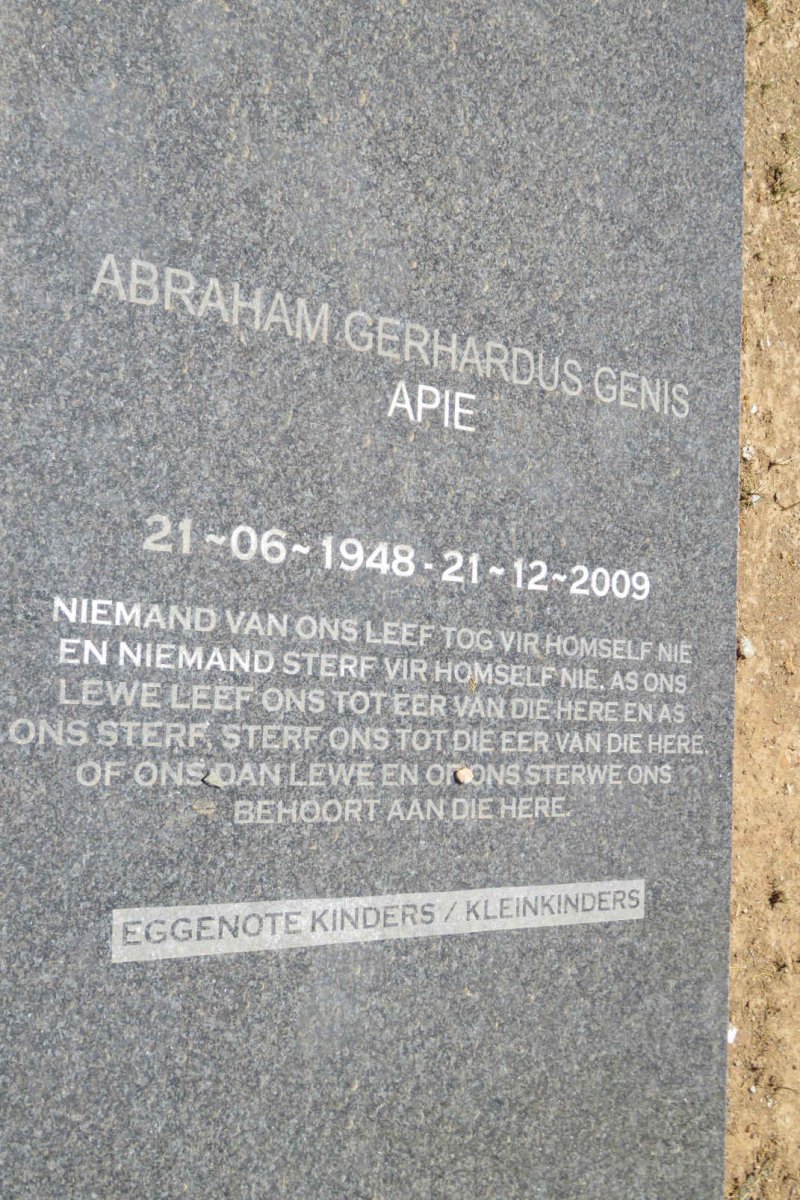 GENIS Abraham Gerhardus 1948-2009
