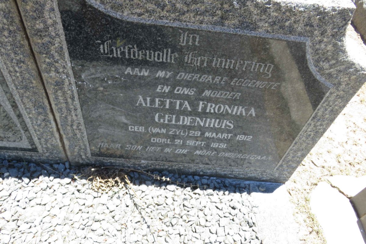 GELDENHUIS Aletta Fronika nee VAN ZYL 1912-1951