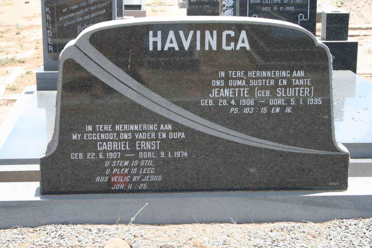 HAVINGA Gabriel Ernst 1907-1974 &amp; Jeanette SLUITER 1906-1995