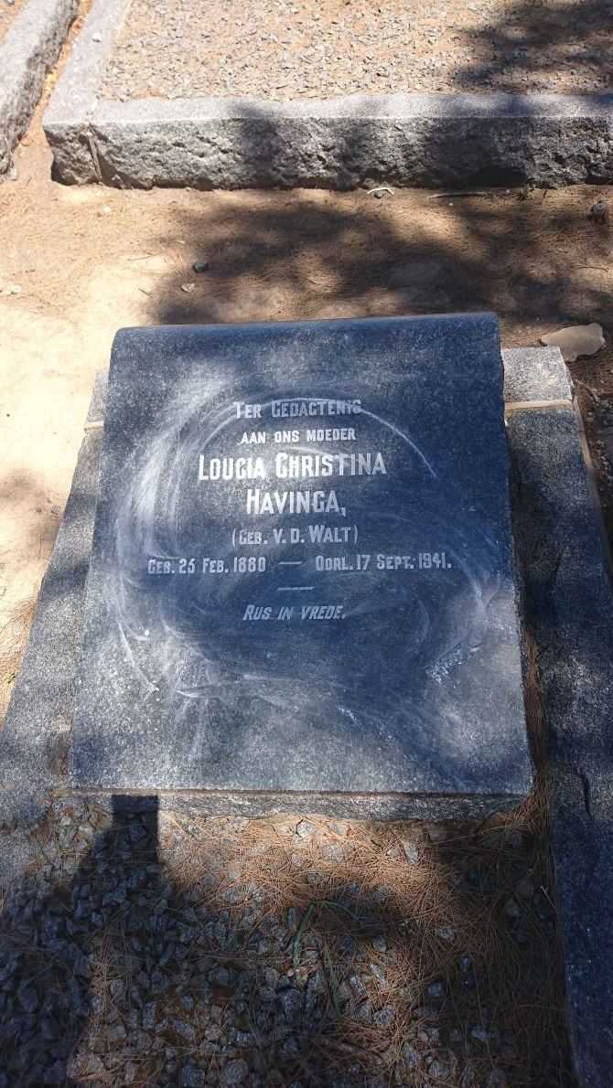 HAVINGA Loucia Christina nee V.D. WALT 1880-1941