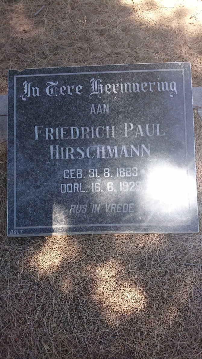 HIRSCHMANN Friedrich Paul 1883-1929