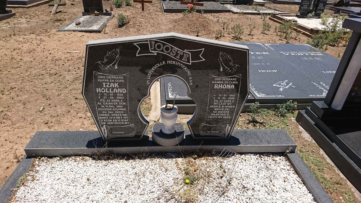 JOOSTE Izak Holland 1932-2003 &amp; Rhona 1942-2008
