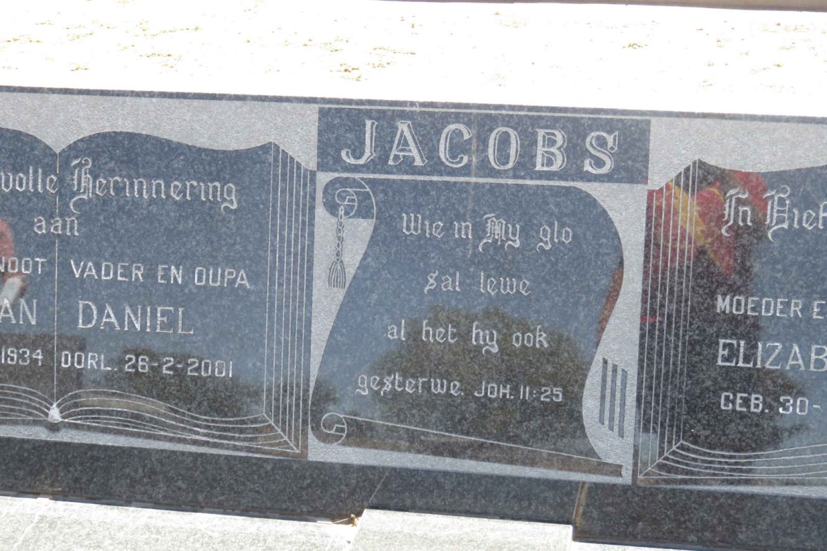 JACOBS Christiaan Daniel 1934-2001 &amp; Elizabeth Magdalena 1938-