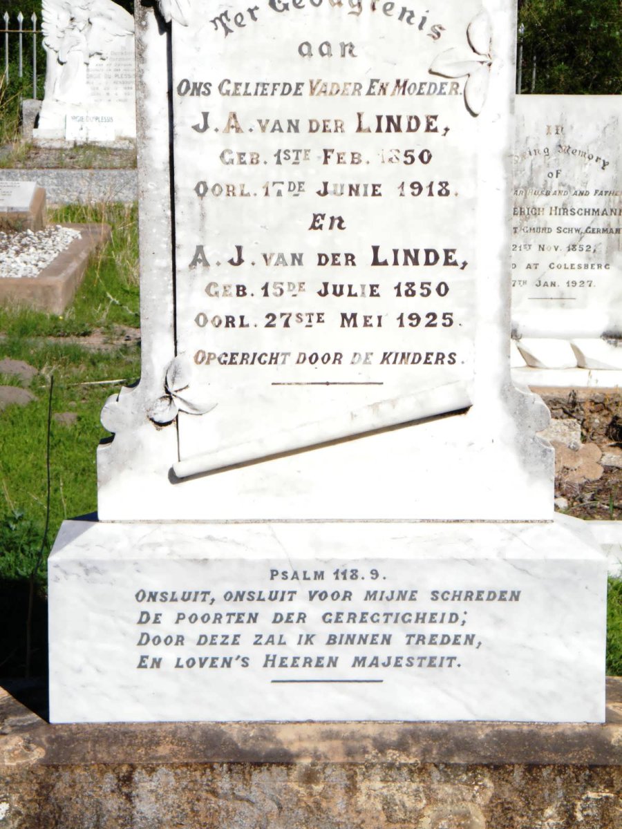 LINDE J.A., van der 1850-1918 &amp; A.J. 1850-1925