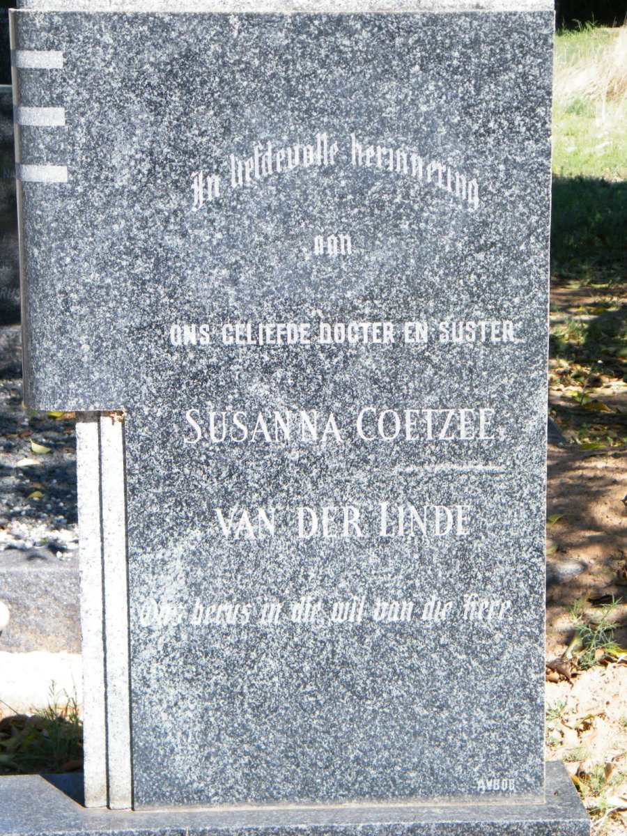 LINDE Susanna Coetzee, van der
