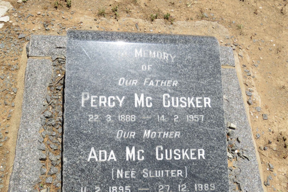 Mc CUSKER Percy 1888-1957 &amp; Ada SLUITER 1895-1989