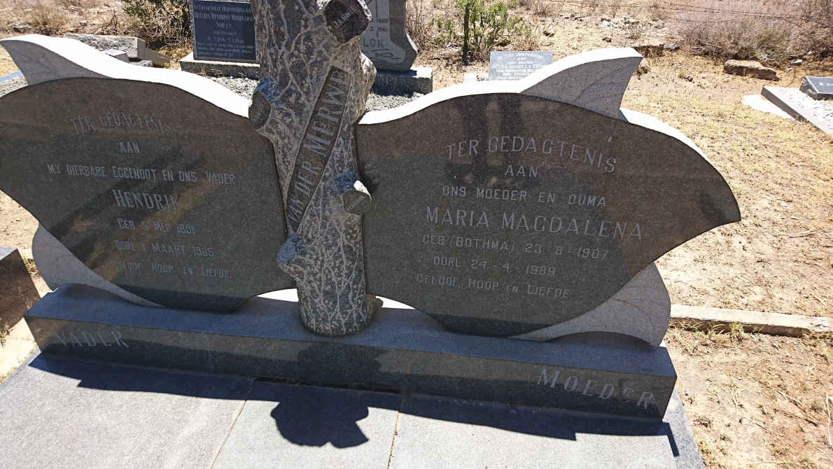 MERWE Hendrik, van der 1891-1965 &amp; Maria Magdalena BOTHMA 1907-1989