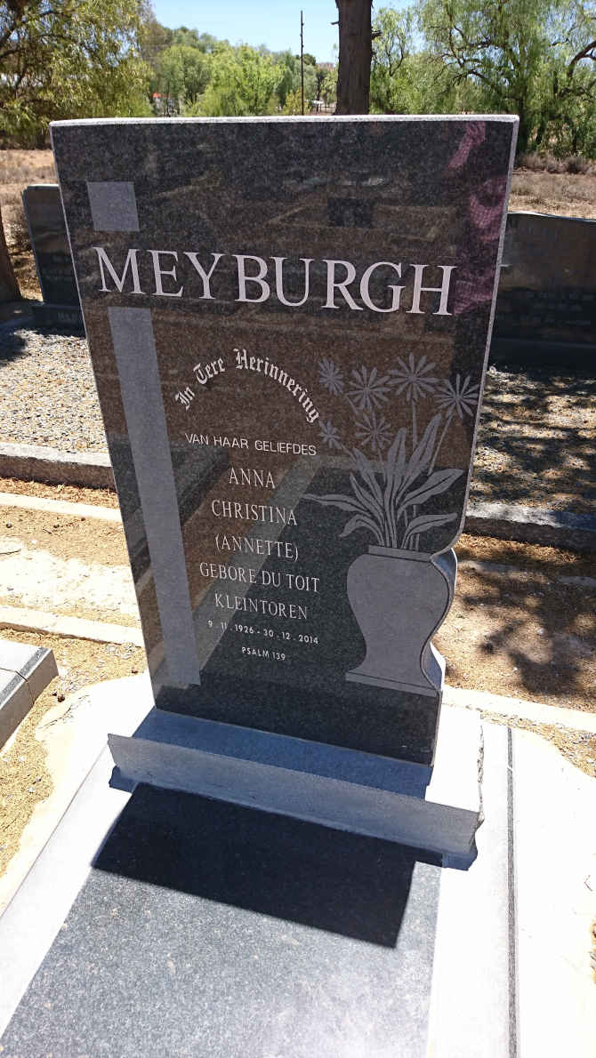MEYBURGH Anna Christina nee DU TOIT 1926-2014