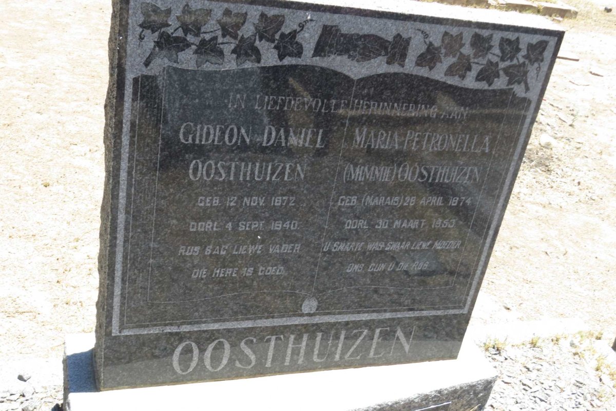 OOSTHUIZEN Gideon Daniel 1872-1940 &amp; Maria Petronella MARAIS 1874-1953