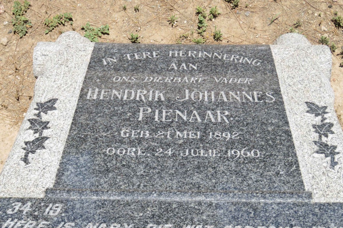PIENAAR Hendrik Johannes 1892-1960