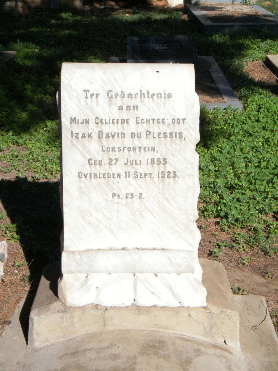 PLESSIS Izak David, du 1853-1923