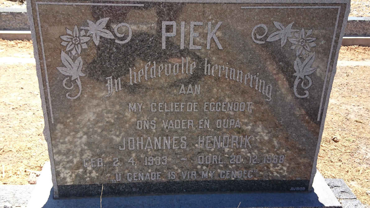 PIEK Johannes Hendrik 1903-1968