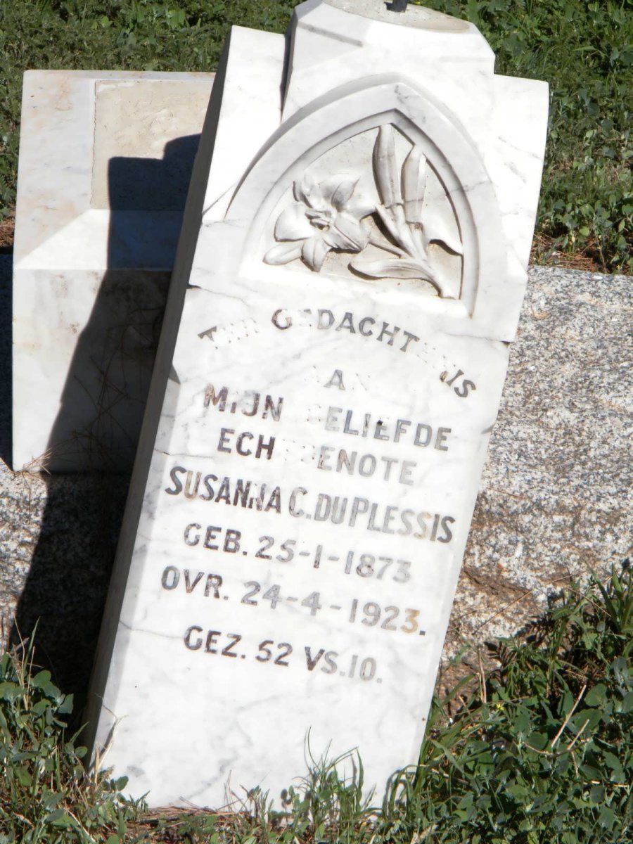 PLESSIS Susanna C., du 1873-1923