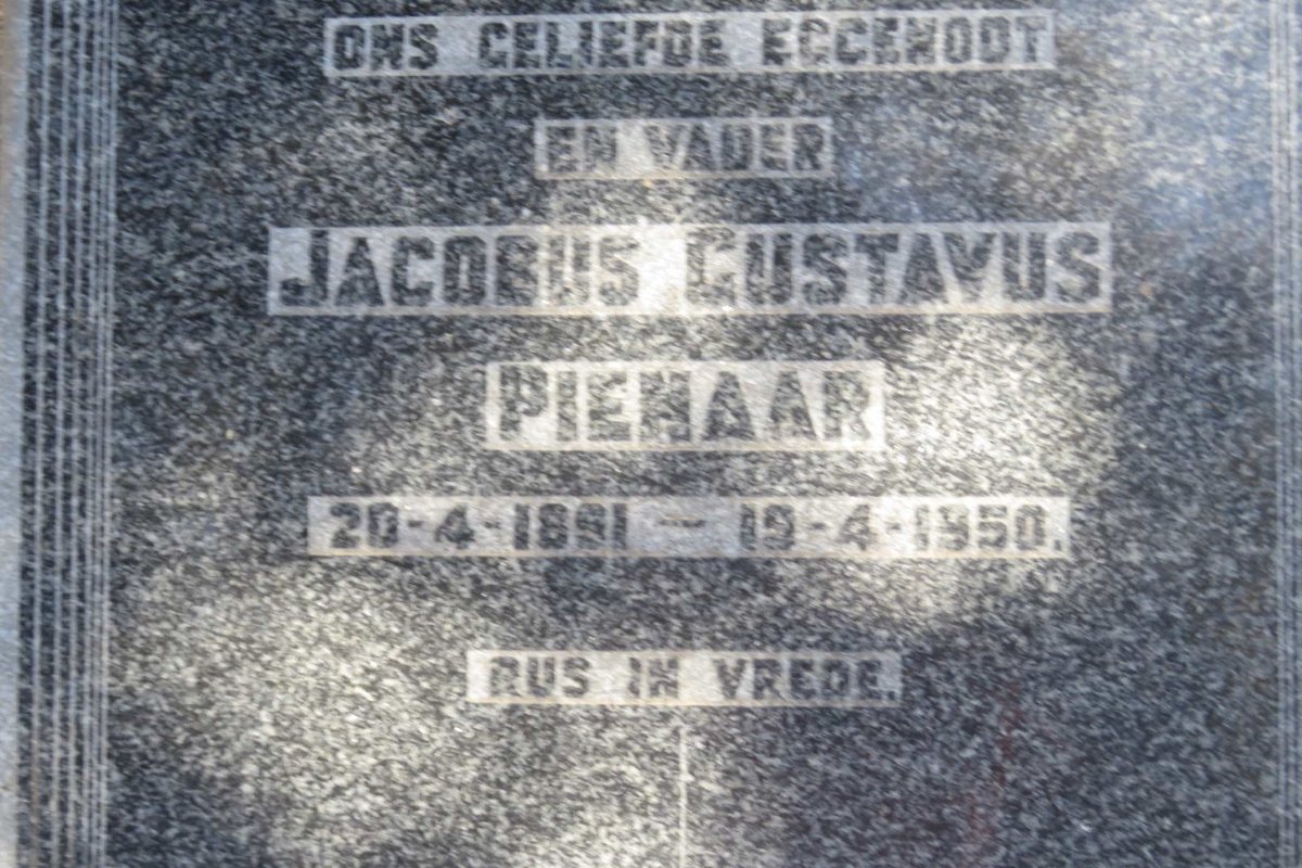 PIENAAR Jacobus Gustavus 1891-1950