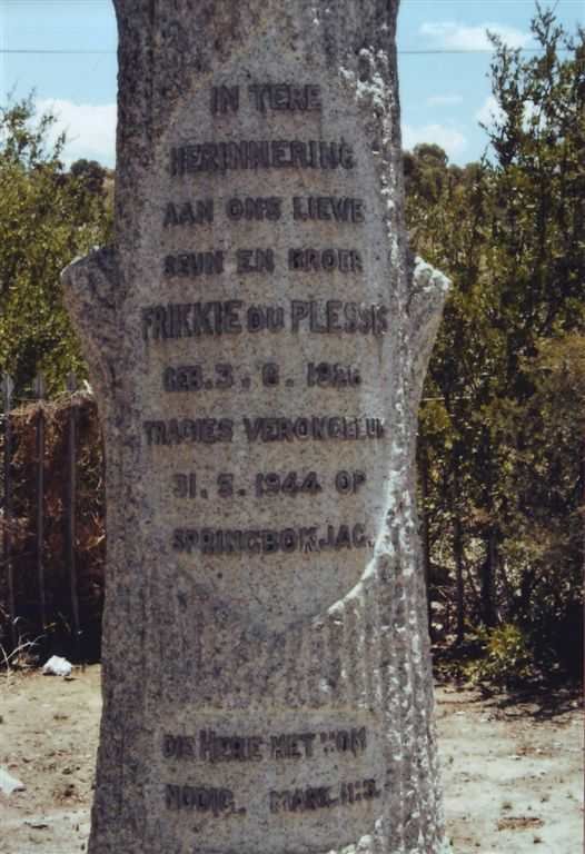 PLESSIS Frikkie, du 1926-1944