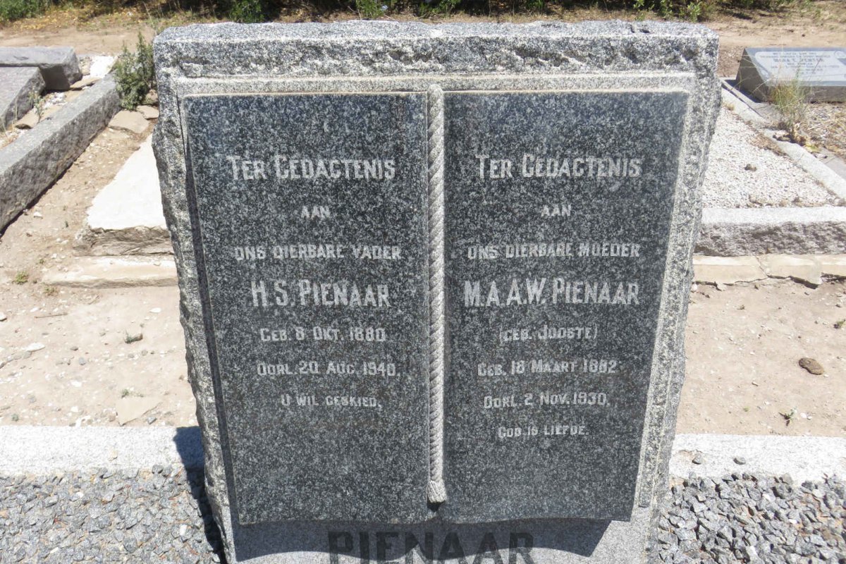 PIENAAR H.S. 1880-1940 &amp; M.A.A.W. JOOSTE 1882-1930