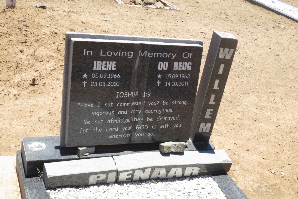 PIENAAR Willem 1963-2011 &amp; Irene 1966-2010