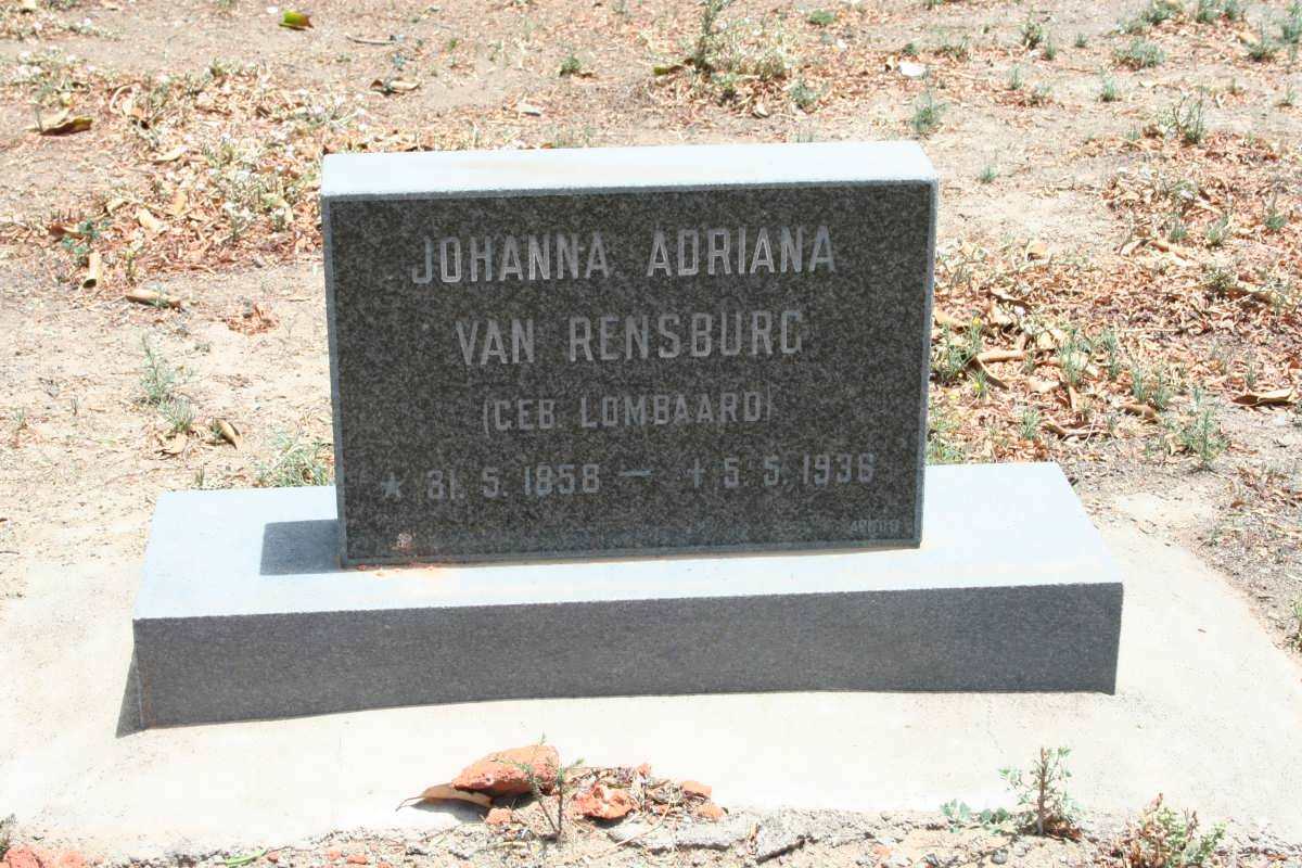 RENSBURG Johanna Adriana, van nee LOMBAARD 1858-1936