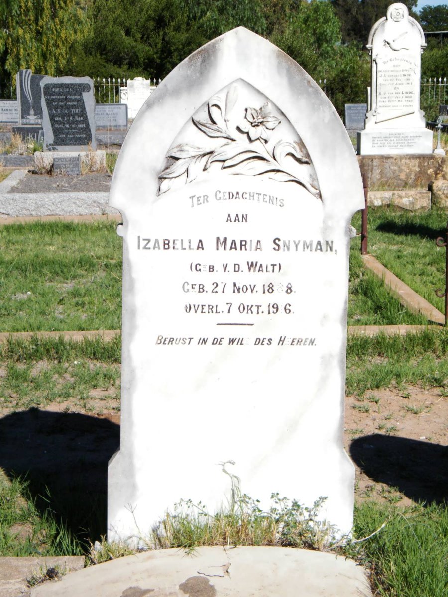 SNYMAN Izabella Maria nee V.D.WALT 1888-1916