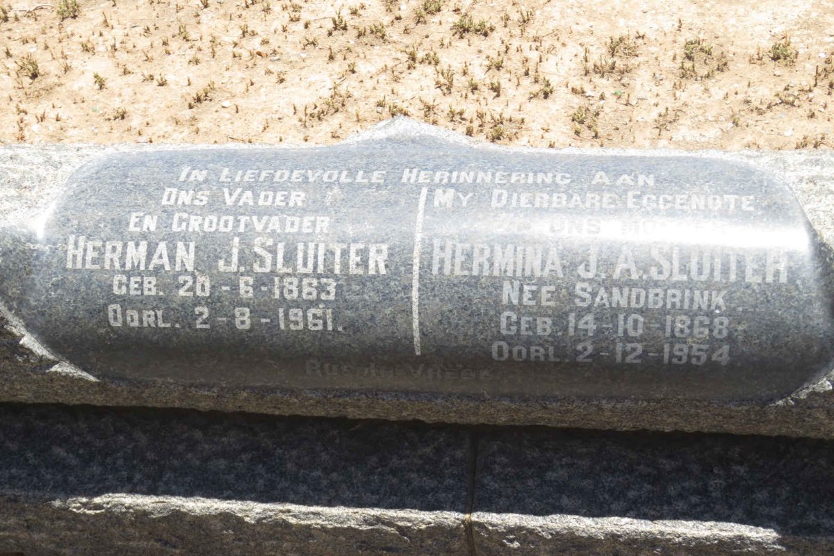 SLUITER Herman J. 1863-1961 &amp; Hermina J.A. SANDBRINK 1868-1954