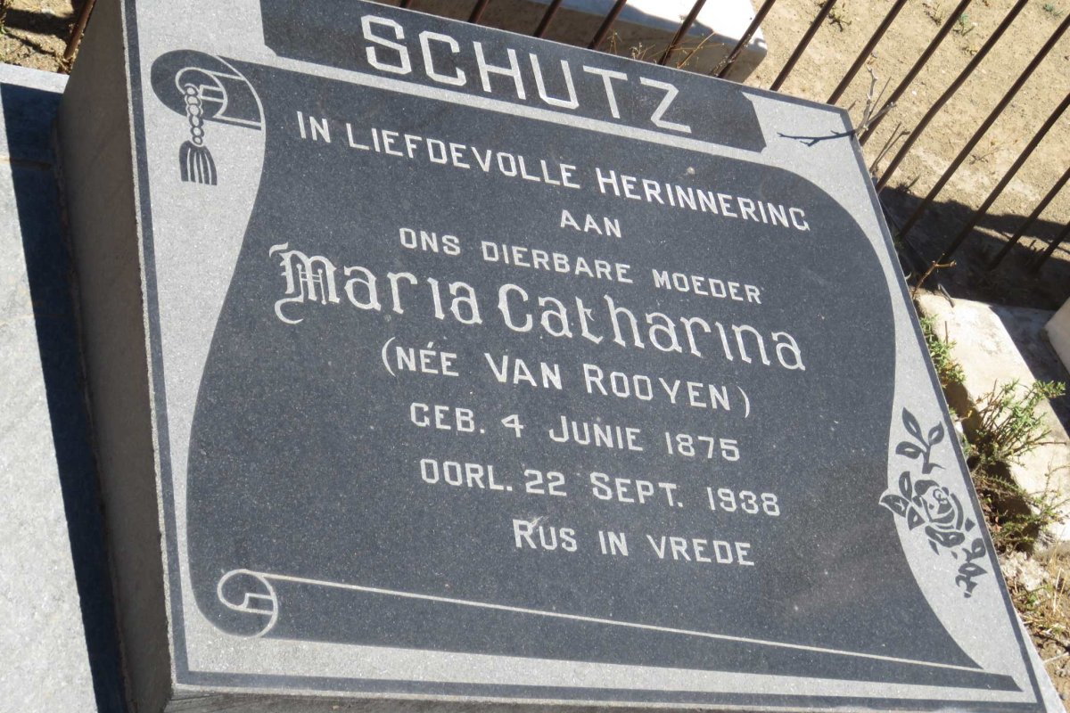 SCHUTZ Maria Catharina nee VAN ROOYEN 1875-1938