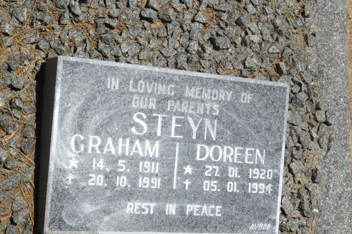 STEYN Graham 1911-1991 &amp; Doreen 1920-1994