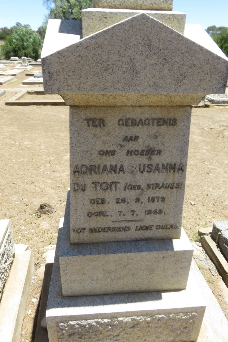 TOIT Giliam Johannes, du 1877-1946 &amp; Adriana Susanna STRAUSS 1876-1949