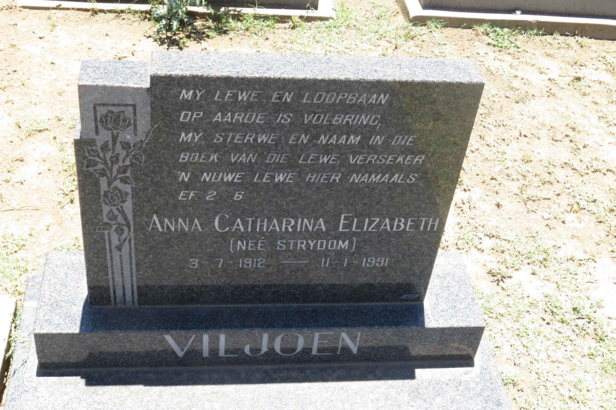VILJOEN Anna Catharina Elizabeth nee STRYDOM 1912-1991