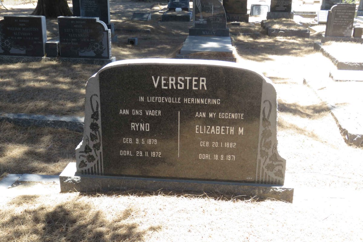 VERSTER Ryno 1879-1972 &amp; Elizabeth M. 1882-1971