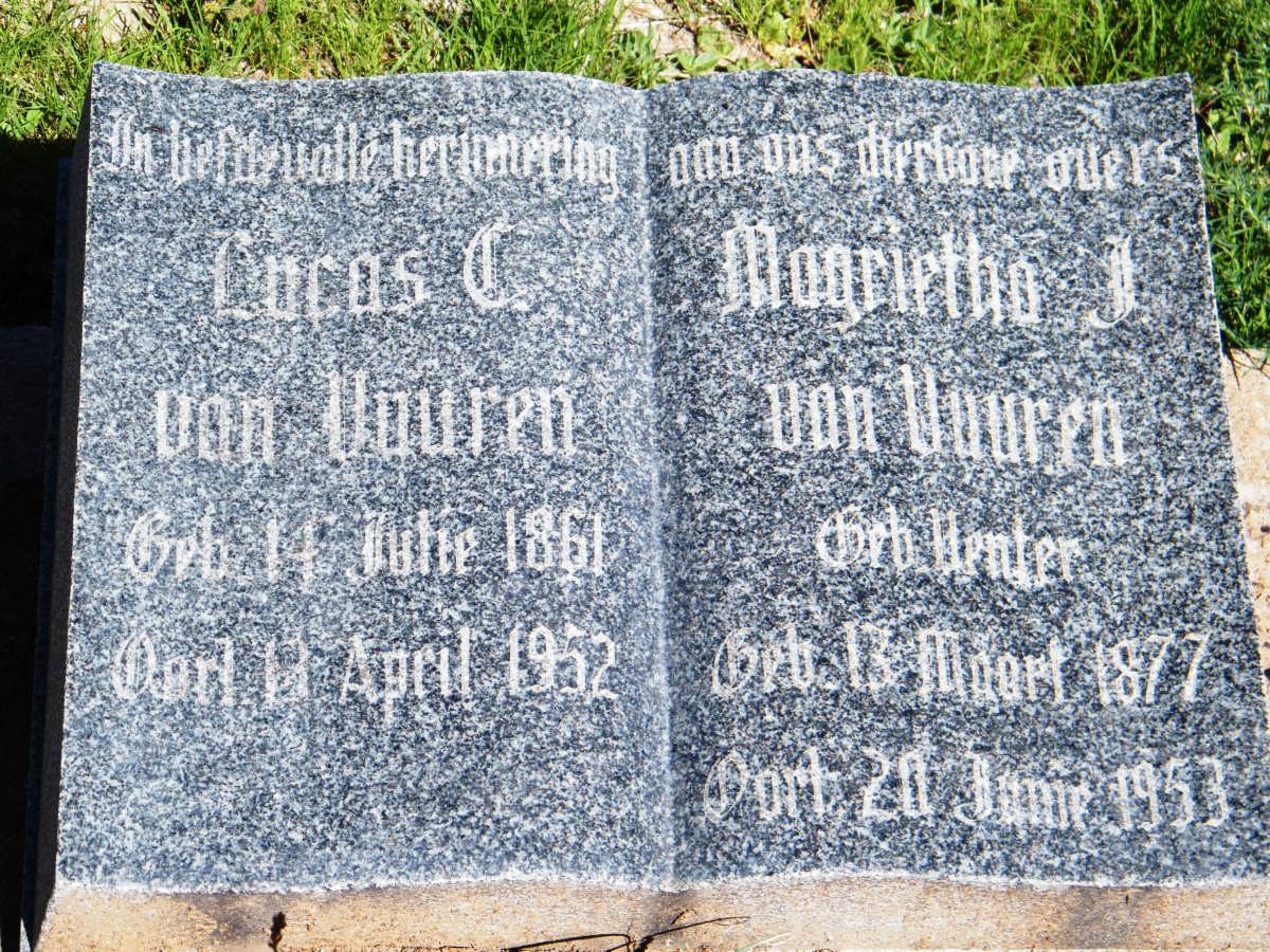 VUUREN Lucas C., van 1861-1952 &amp; Magrietha J. VENTER 1877-1953