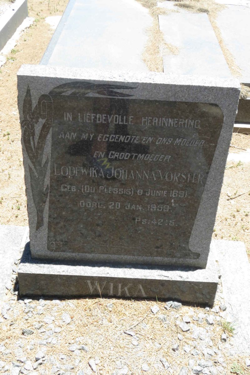 VORSTER Lodewika Johanna nee DU PLESSIS 1891-195?