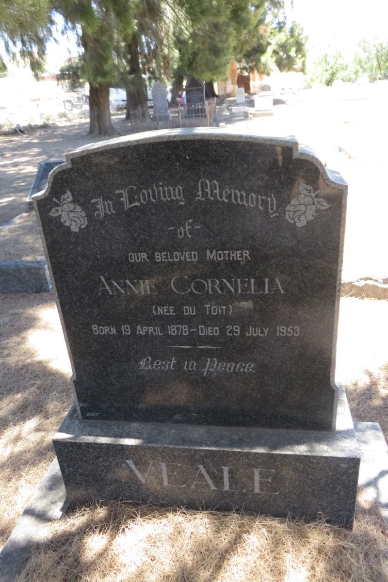 VEALE Annie Cornelia nee DU TOIT 1878-1953