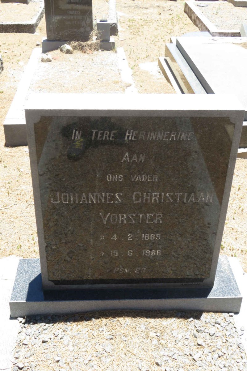 VORSTER Johannes Christiaan 1899-1968